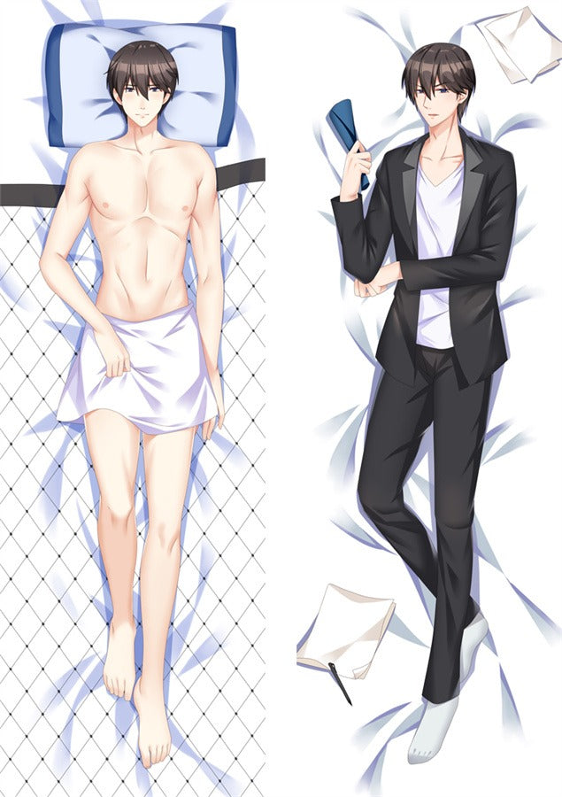 Brunhårig Gentleman Handduk och Kostym Dakimakura