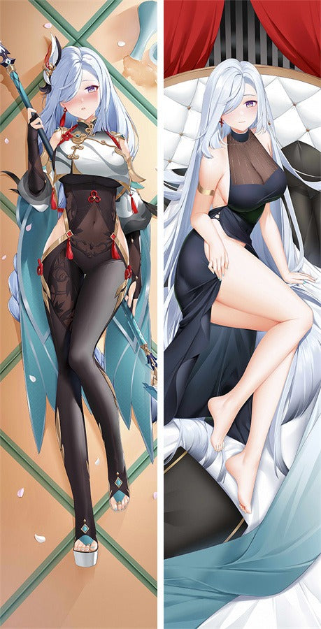 Shenhe Svart Aftonklänning Dakimakura