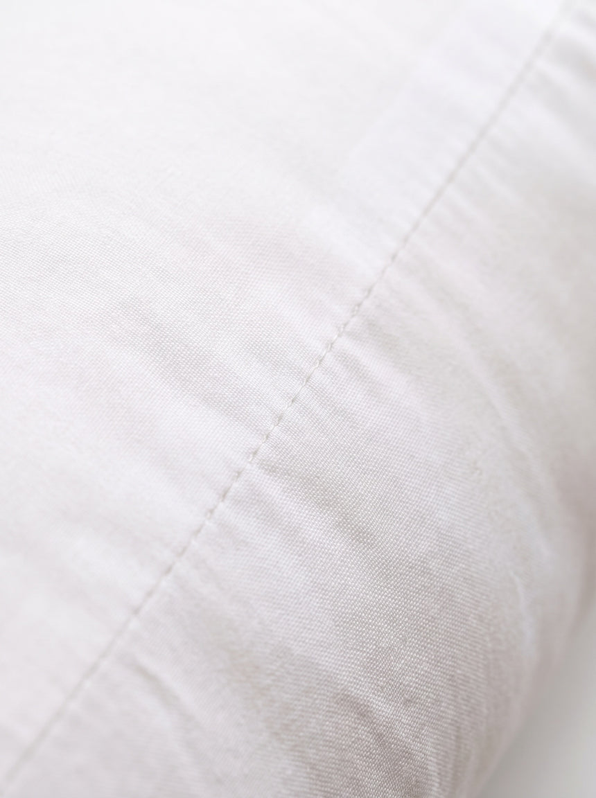 Close up of the inner body pillow fabric and stitched seam
