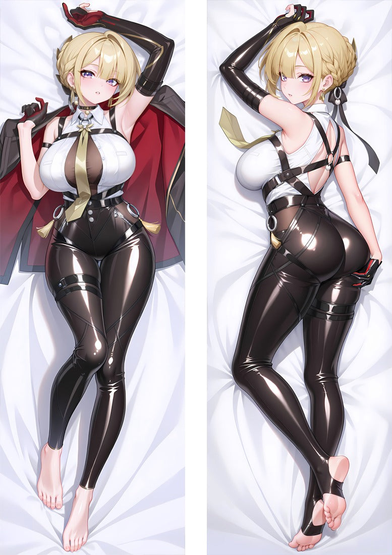 Evelyn Svart Latex och Röd Cape Dakimakura