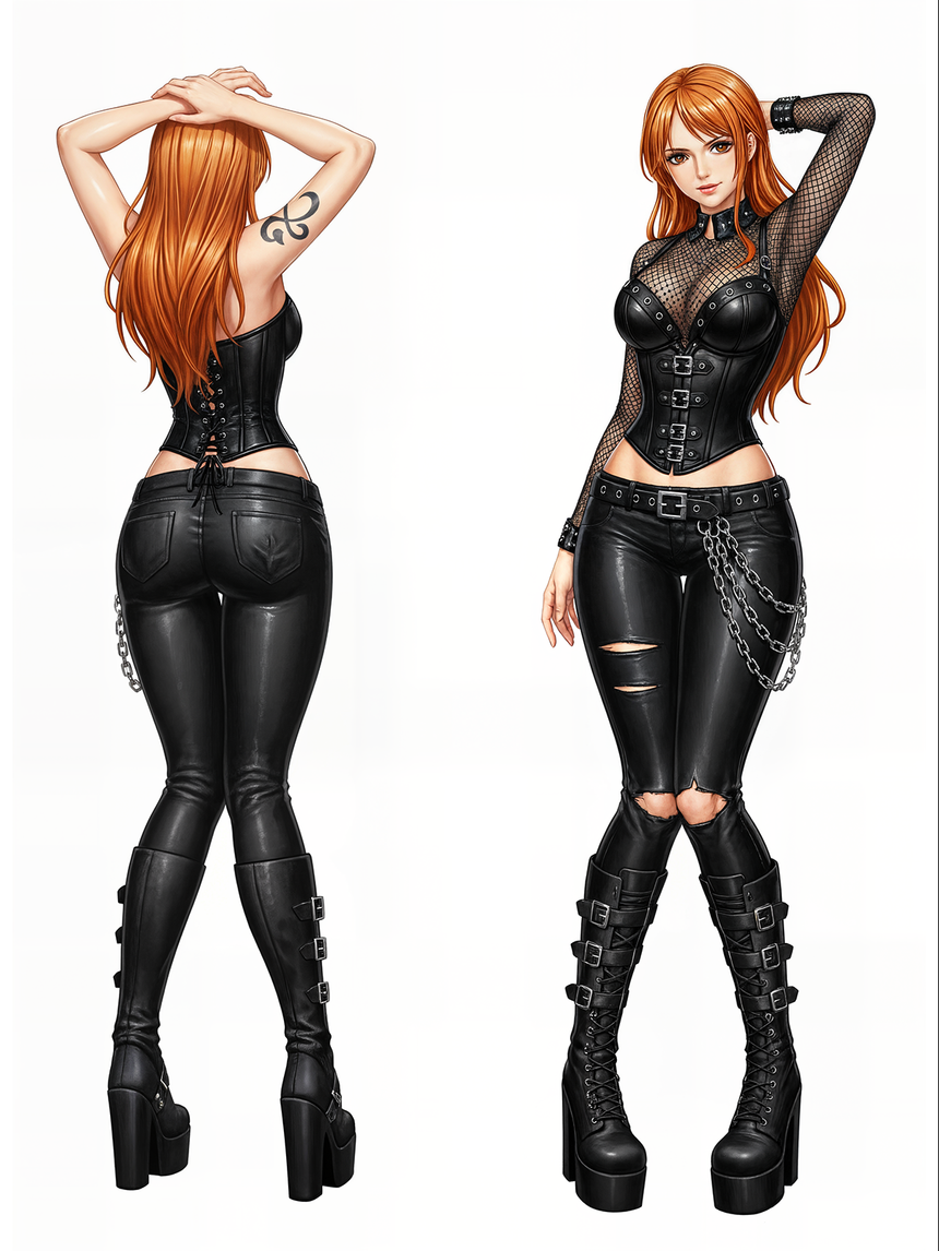 Nami Gotisk Läder Dakimakura: design