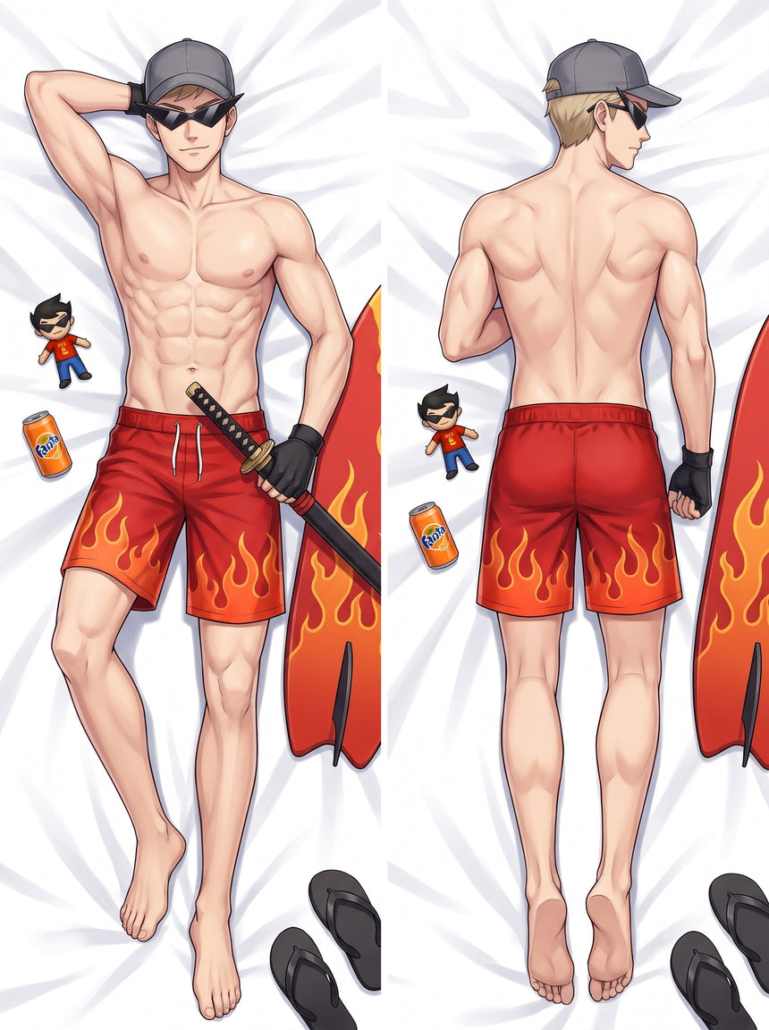 Bro Strider Badbyxor med Flammor Dakimakura