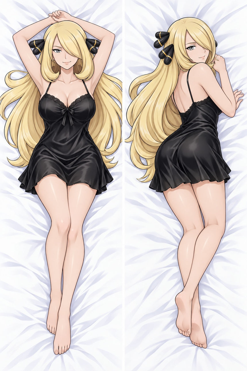 Cynthia Black Satin Dress Body Pillow