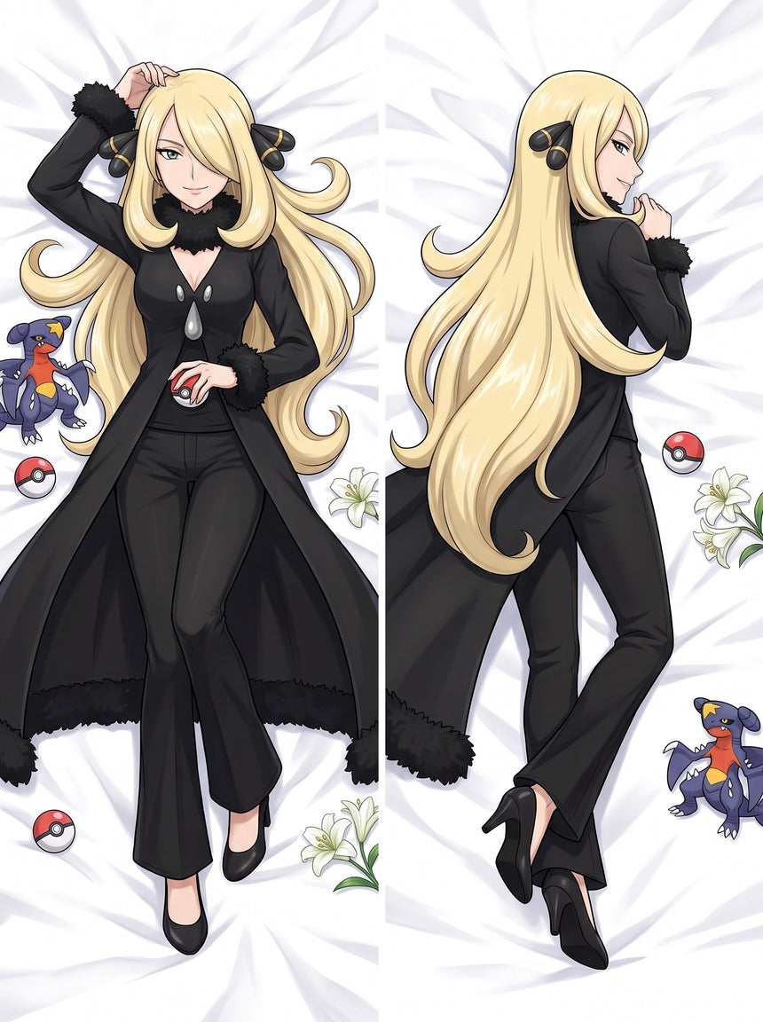 Cynthia Pokemon Champion Svart Kappa Dakimakura