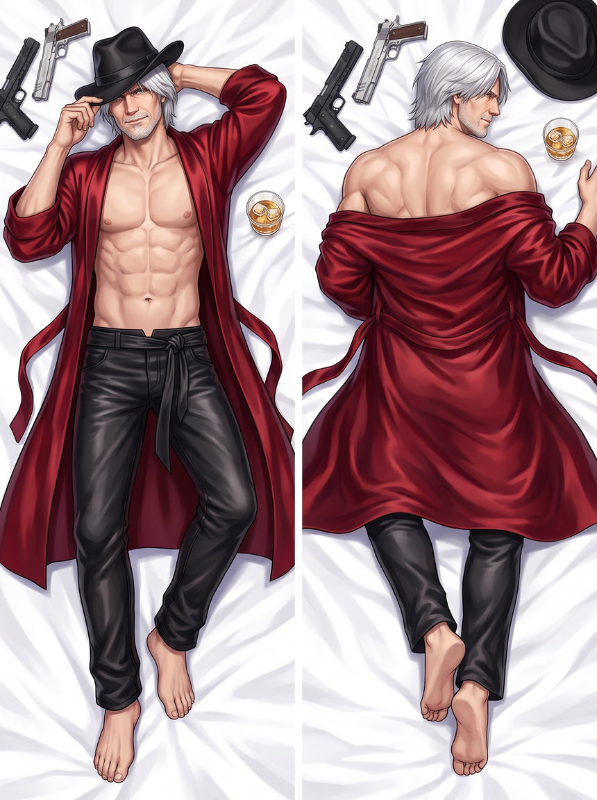 Dante Skäggig Röd Satinmorgonrock Dakimakura