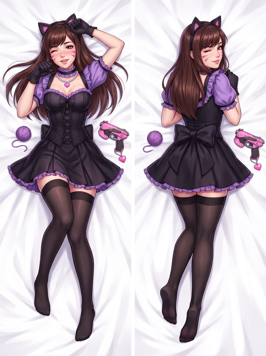 D.Va Black Cat Skin Pin Up Dakimakura