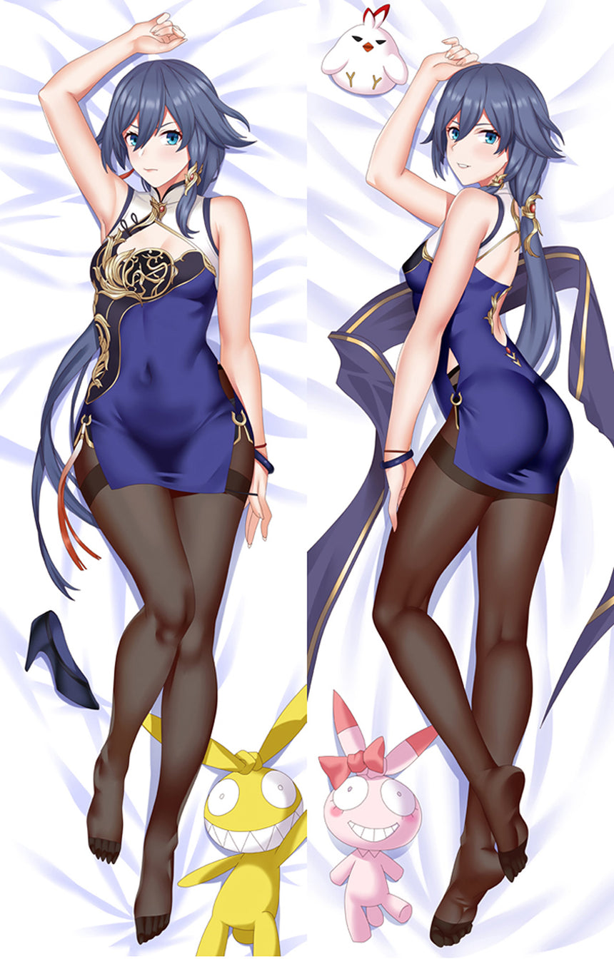 Fu Hua Marinblå Qipao Dakimakura
