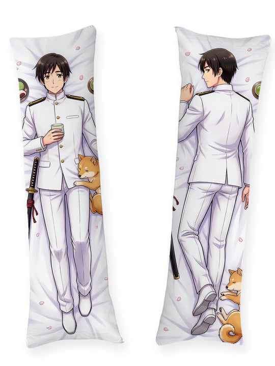 Hetalia Japan Vit Uniform och Pochi Dakimakura