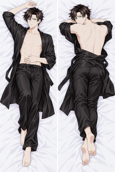 Jumin Han Svart Sidenmorgonrock Dakimakura