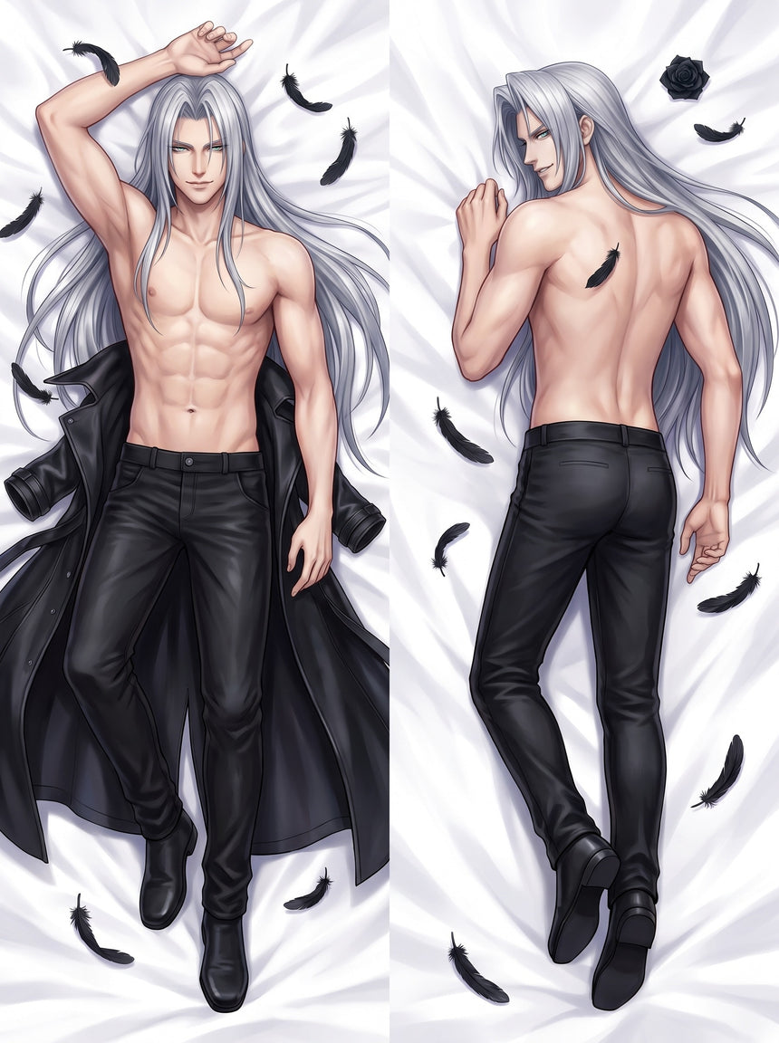 Sephiroth Bar Överkropp Svarta Fjädrar Dakimakura