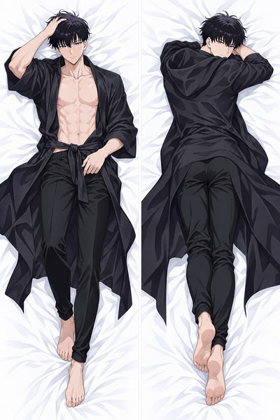Sung Jinwoo Svart Sidenmorgonrock Dakimakura
